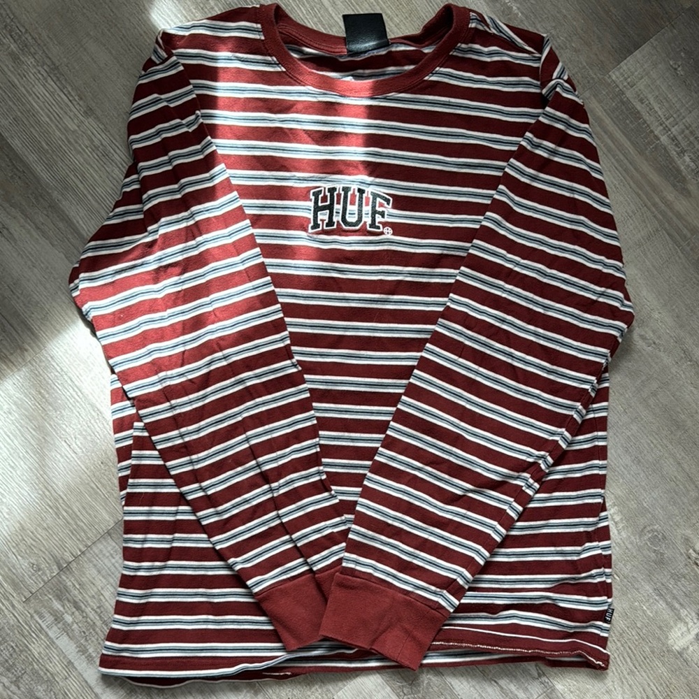 HUF Striped Long Sleeve Shirt - Red and White